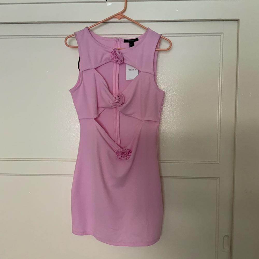 Forever 21 Pink Ruffled Bodycon Mini Dress